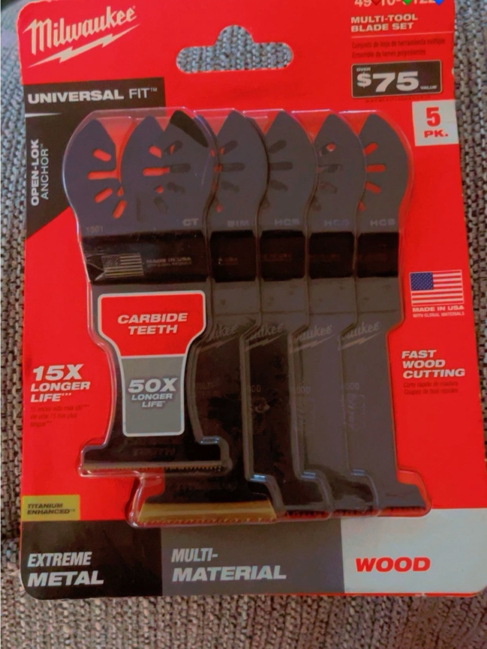 Black Multi-Material Oscillating Blade Set - 5-Pack